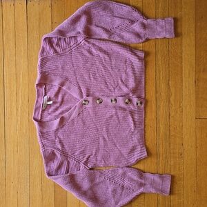 BCBGeneration Relaxed Cardigan Balloon Sleeves Button Front Sweater, Women's M